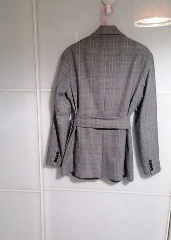 Gri Kemerli Kadın Blazer Ceket - Görsel 8