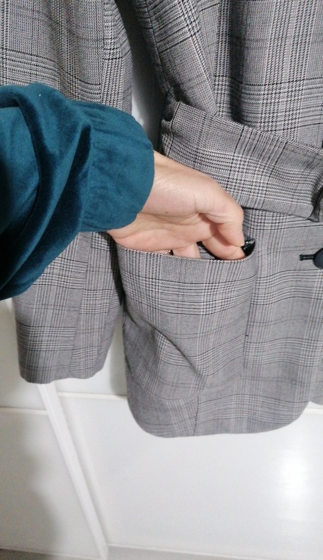 Gri Kemerli Kadın Blazer Ceket - Görsel 4