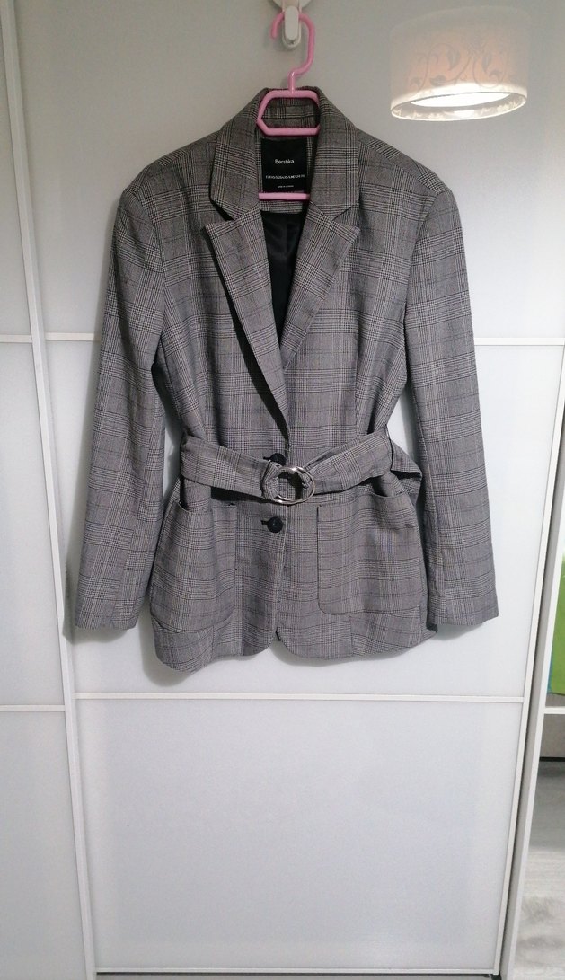 Gri Kemerli Kadın Blazer Ceket - Görsel 3