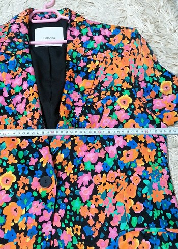 Renkli Çiçek Desenli Kadın Blazer Ceket - Görsel 13