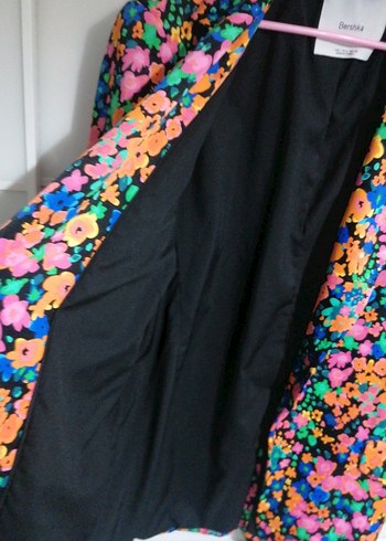 Renkli Çiçek Desenli Kadın Blazer Ceket - Görsel 9