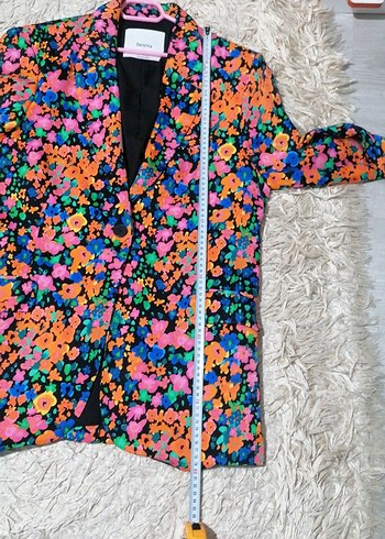 Renkli Çiçek Desenli Kadın Blazer Ceket - Görsel 14