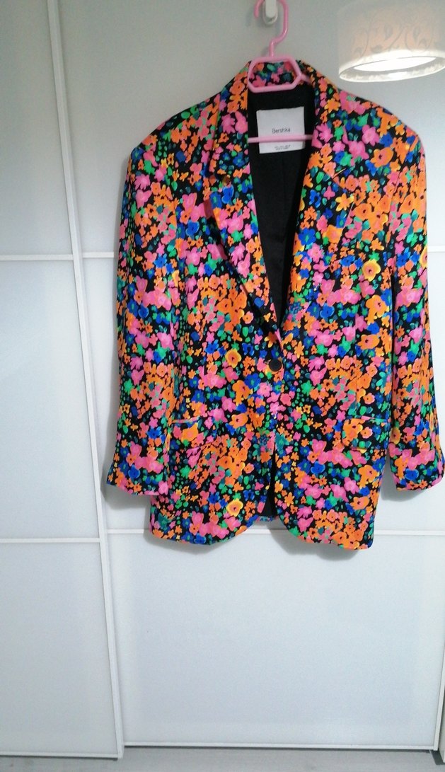 Renkli Çiçek Desenli Kadın Blazer Ceket - Görsel 3