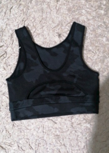 Kamuflaj Desenli Siyah Mini Spor Sütyeni - Görsel 2