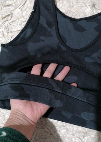 Kamuflaj Desenli Siyah Mini Spor Sütyeni - Görsel 3