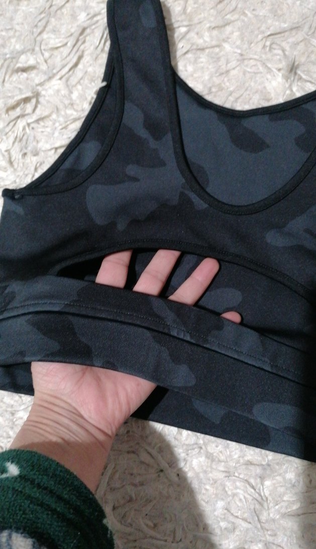 Kamuflaj Desenli Siyah Mini Spor Sütyeni - Görsel 3