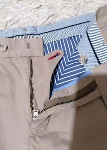 Tommy Hilfiger Düğmeli Bej Erkek Rahat Pantolon