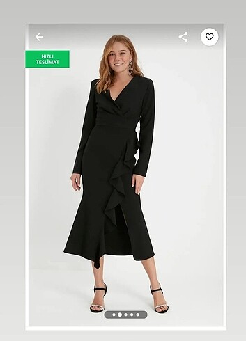 Trendyol & Milla Siyah vatkalı midi elbise
