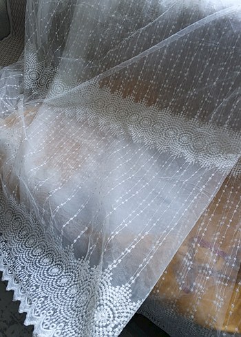 Nakışlı Beyaz Tül Perde  ( 7 metre) - Görsel 3