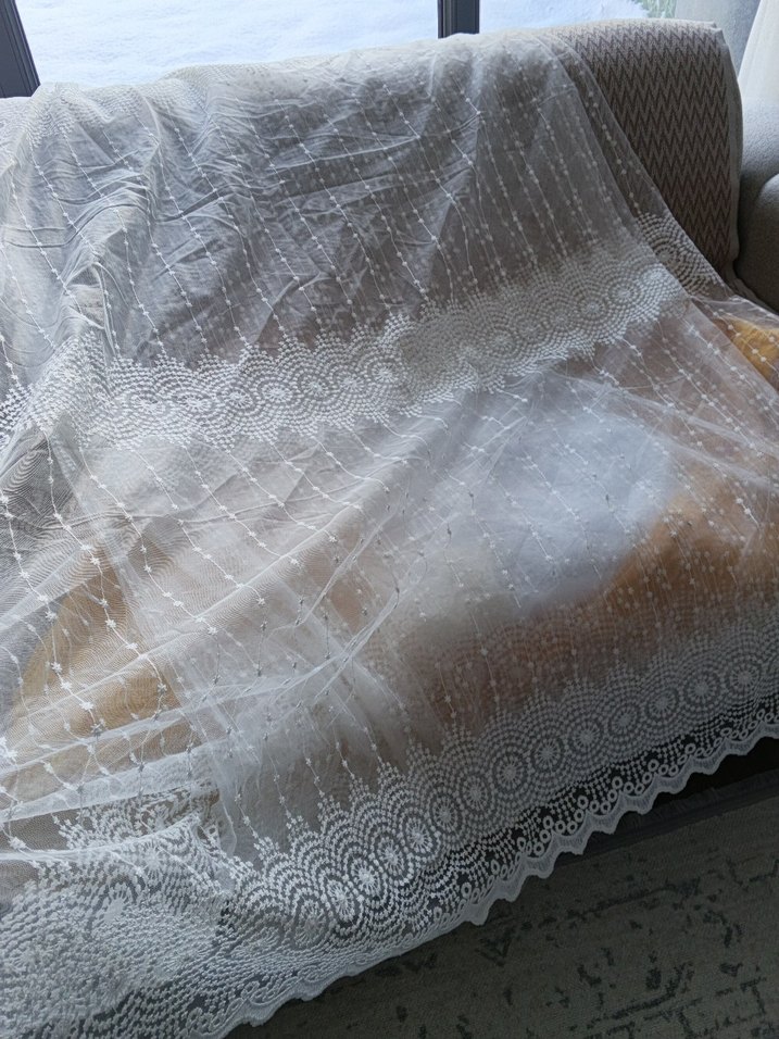 Nakışlı Beyaz Tül Perde  ( 7 metre) - Görsel 5