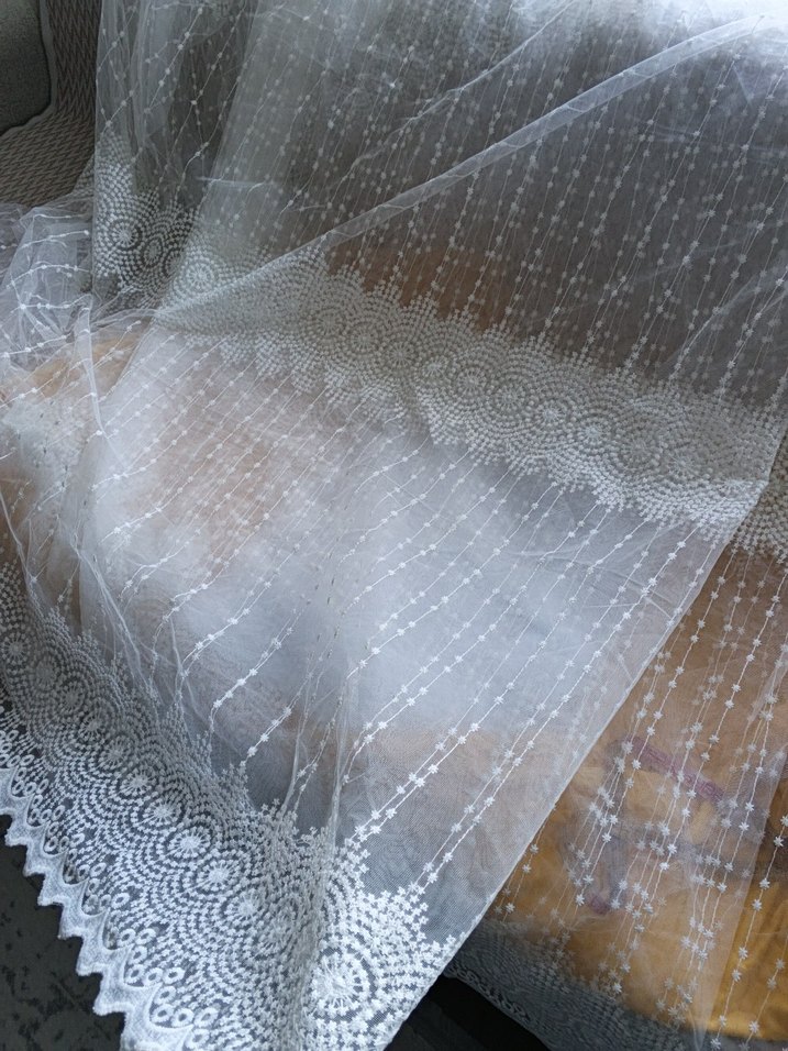 Nakışlı Beyaz Tül Perde  ( 7 metre) - Görsel 3