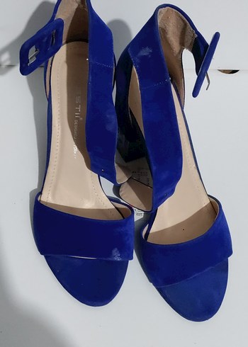 Kadın Mavi Süet Tokalı Topuklu bayan Ayakkabı - Görsel 3