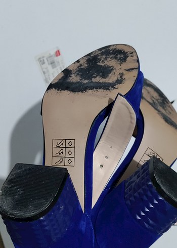 Kadın Mavi Süet Tokalı Topuklu bayan Ayakkabı - Görsel 6