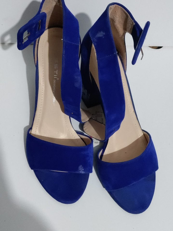 Kadın Mavi Süet Tokalı Topuklu bayan Ayakkabı - Görsel 3