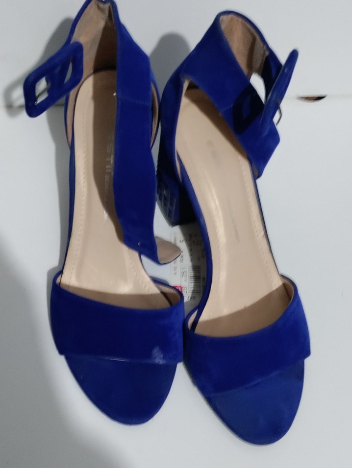 Kadın Mavi Süet Tokalı Topuklu bayan Ayakkabı - Görsel 2