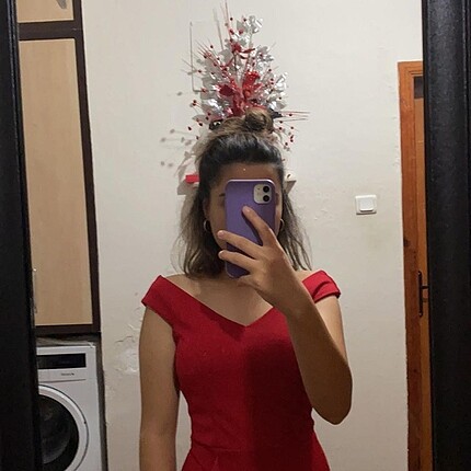 Diğer Kırmızı abiye uzun elbise