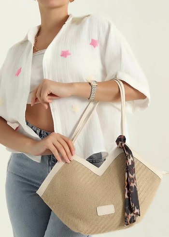 Bej Kemer Detaylı Kadın Günlük Çanta - Görsel 2
