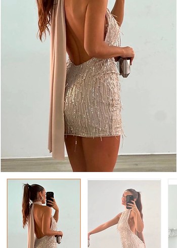 Işıltılı Straplez Mini Abiye Elbise - Görsel 2