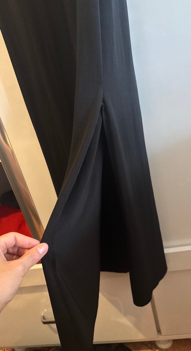 Siyah Drapeli Uzun Kadın Elbise - Görsel 4