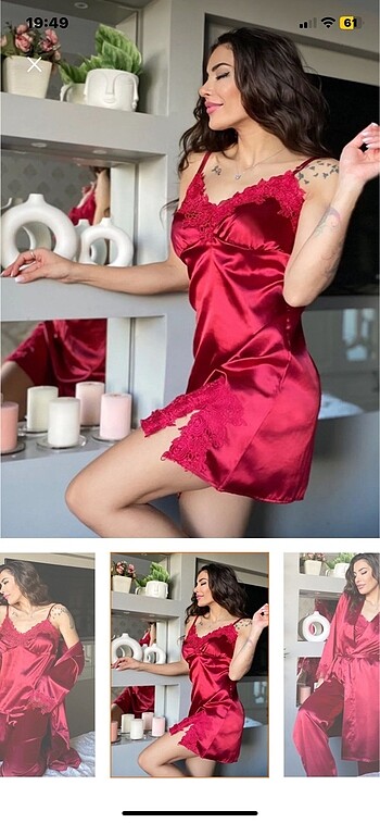 Saten 5li pijama takımı