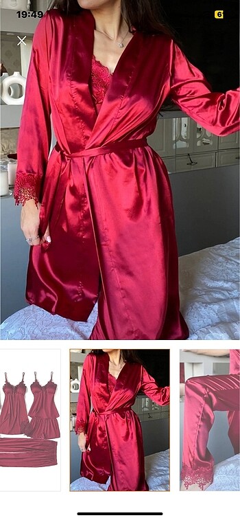 Saten 5li pijama takımı