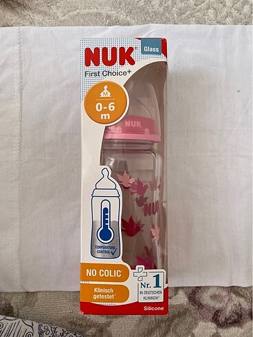 Nuk ısı göstergeli cam biberon 0-6 ay