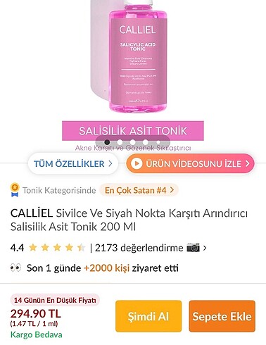 Beden Callıel salisilik asit TOPLU SATILDI