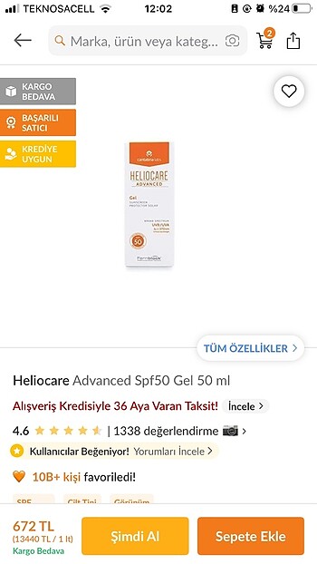 Heliocare advanced gel güneş kremi