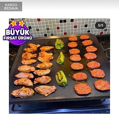 kulplu ocak üstü kare ekmek yufka ve gözleme sacı ve ızgara taba