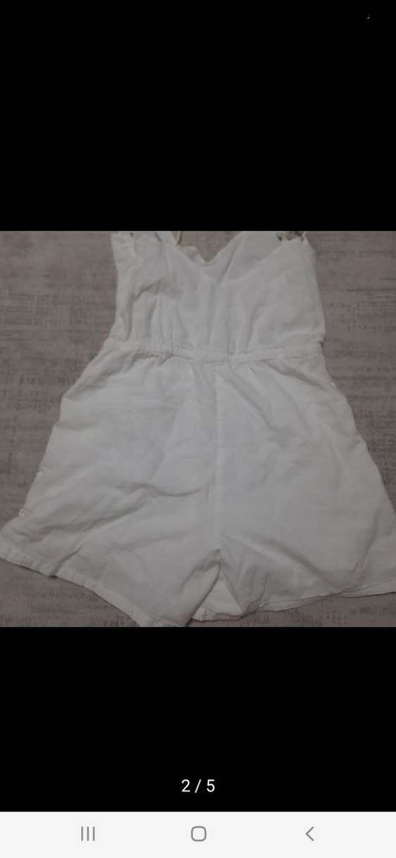 Kadın Beyaz Dantel Detaylı Mini Tulum - Görsel 3