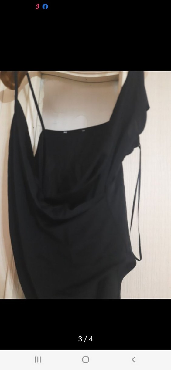 Siyah Drapeli İnce Askılı Kadın zıbın - Görsel 3