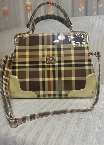 Sarach Kahverengi Kareli Tokalı Kadın Çanta - Görsel 2