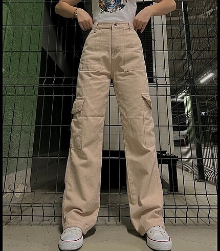 Krem Kargo Pantolon