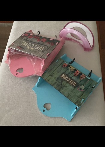 pembe Ahşap Duvar Askılığı anahtarlık - Görsel 2