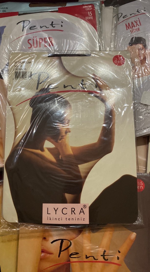 Camel Renkli, Baskılı, Süper İnce Çorap - Görsel 3