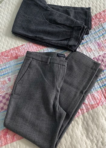 Gri Midi Kumaş Kadın Pantolon - Görsel 6