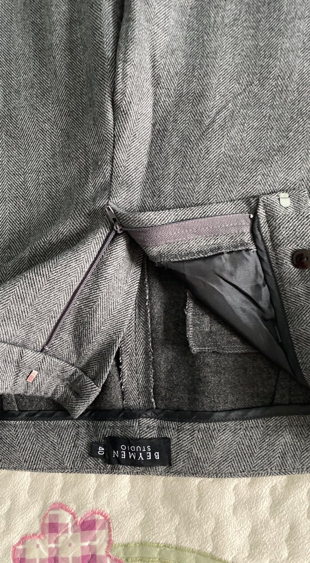 Gri Midi Kumaş Kadın Pantolon - Görsel 2