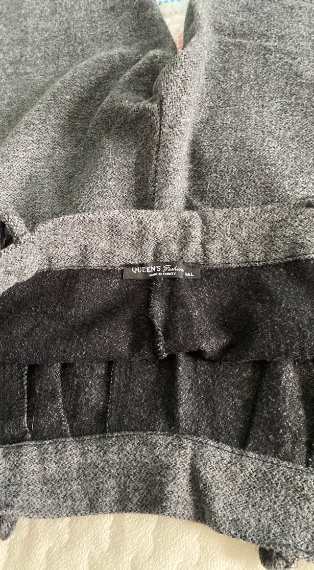 Gri Pilili Rahat Kesim Kadın Kaşe Pantolon - Görsel 4