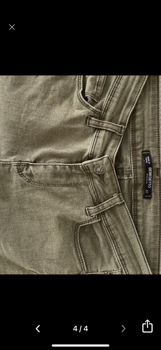 Nakışlı Bej Bohem likralı Kadın Kot Pantolon - Görsel 4