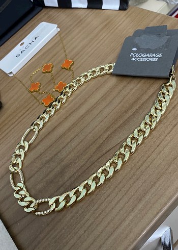 Altın Renk Mini Zincir Detaylı Bohem Kolye - Görsel 17