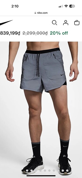 m Beden gri Renk Nike Division Dri Fite Erkek Koşu Şortu
