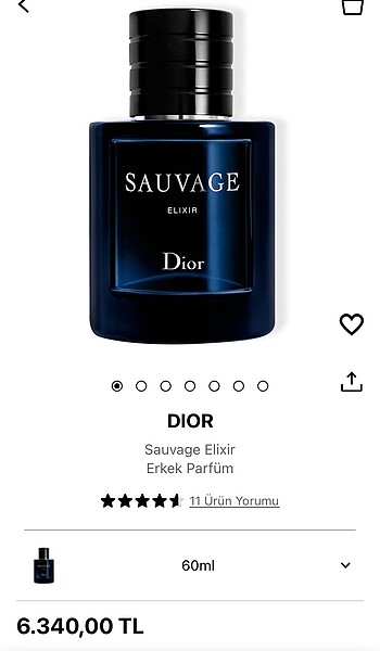  Beden Orjinal Dior Sauvage Elixir 1 ml