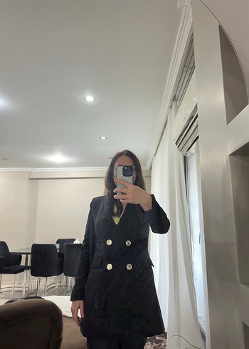 Zara Sikligin Simgesi Siyah Cift Sirali Kruvaze Ceket Elbise