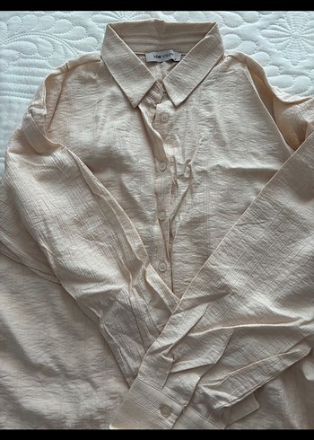 LC Waikiki LCW Vision Bej Dokulu Oversize Kadın Gömlek