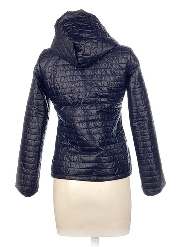 Koyu Mavi Kapüşonlu Kadın Mont - Görsel 3