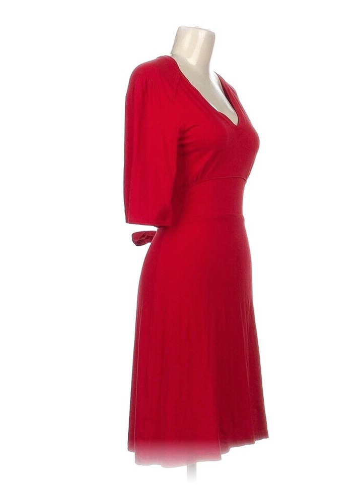 Kırmızı V Yaka Midi Kadın Elbise - Görsel 2