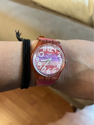 Orijinal Swatch Pembe Çizgili Saat