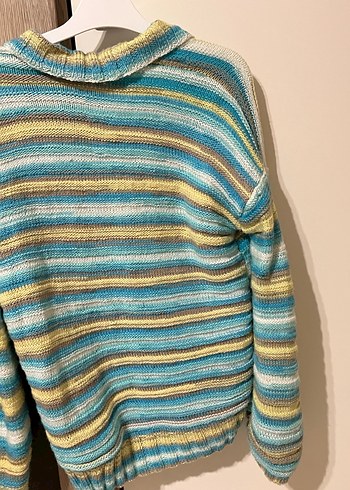 Kadın vintage Çok Renkli Örgü Hırka - Görsel 5