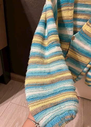 Kadın vintage Çok Renkli Örgü Hırka - Görsel 3