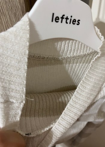 Bej Çizgili Boğazlı Kadın Triko Kazak - Görsel 3